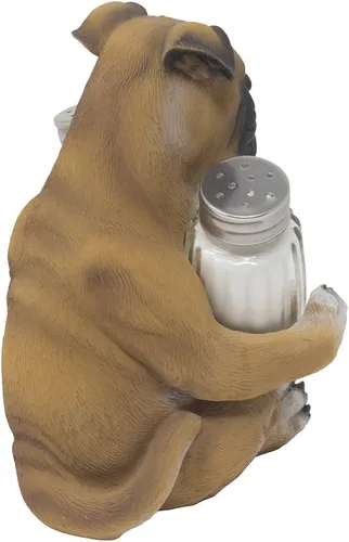 Miniatura 4 de Boxer Puppy - Juego de salero y pimentero de cristal con soporte de exhibición decorativo, figura para decoración de cocina, estantes de especias