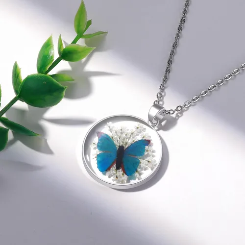 Miniatura 8 de Collar de mariposa Collar de flores silvestres prensadas Collar de resina Personalizado Prensado a mano Regalo para mujer