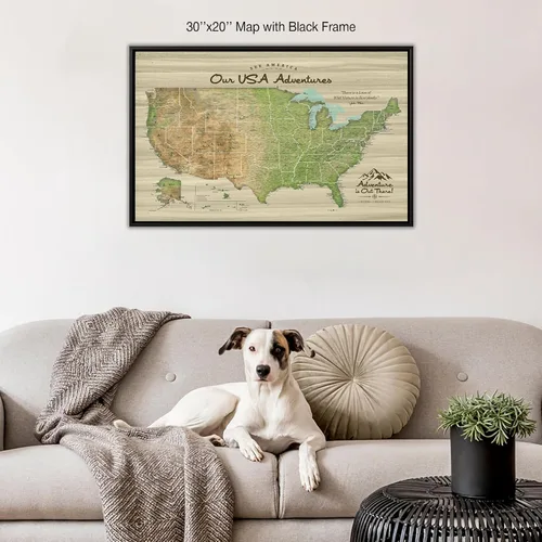 Miniatura 5 de HolyCowCanvas Mapa de viaje de Estados Unidos con alfileres en lienzo, parques nacionales, mapa de alfileres de Estados Unidos para marcar viajes