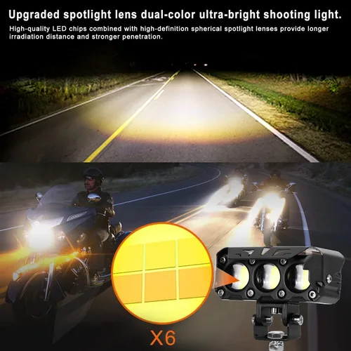 Miniatura 6 de KAWELL Luz de conducción LED de 60 W, luz antiniebla auxiliar, foco LED, IP68, impermeable, doble color, luz de trabajo LED para motocicleta