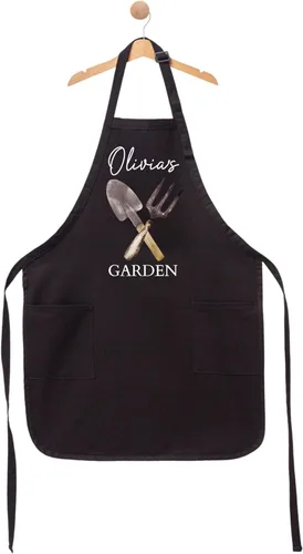 Miniatura 6 de Delantal de jardín personalizado con nombre: delantal de jardinería personalizado para mujeres, hombres y niños, delantal ajustable hecho a mano
