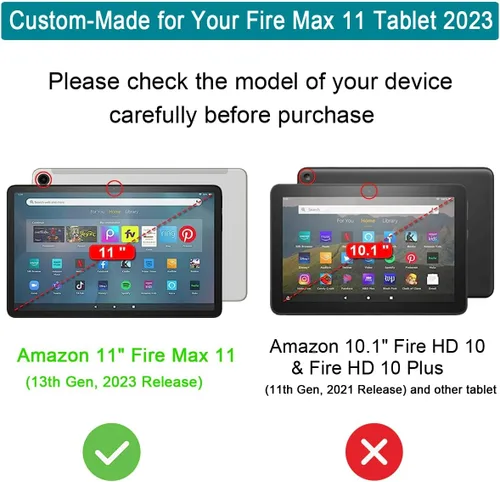 Miniatura 2 de DJ&RPPQ - Funda para tablet Amazon Fire Max 11 (13ª generación, versión 2023), carcasa trasera resistente con soporte de visualización manos libres