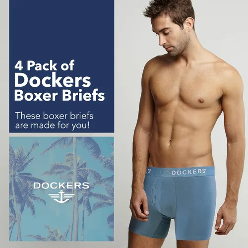 Miniatura 2 de Dockers Calzoncillos tipo bóxer elásticos de algodón para hombre, paquete de 4