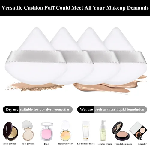 Miniatura 2 de Maitys 12 piezas Esponja para polvo de cara con forma de triángulo, para polvo suelto, suave, base cosmética, esponja mineral para productos