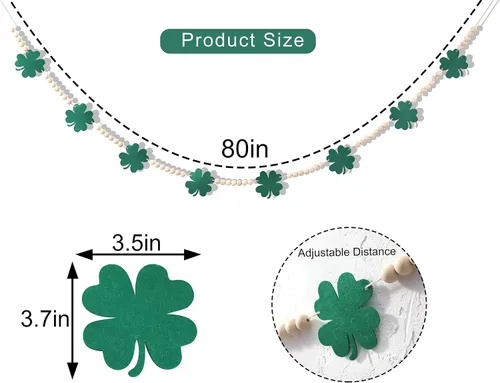 Miniatura 3 de Cartel de decoración temática de trébol de la suerte, suministros para fiesta del día de San Patricio, guirnalda de trébol de 4 hojas
