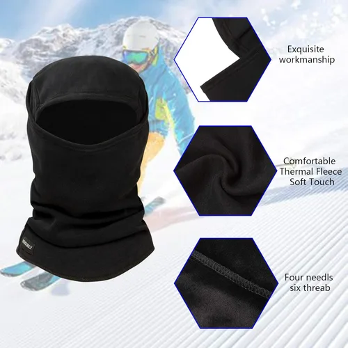 Miniatura 2 de Pasamontañas de esquí de 2 piezas, cubierta de cara completa, transpirable, cálido y resistente al viento, forro polar para deportes de invierno