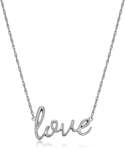 Morgan & Paige Delicado collar para mujer, colgante de plata de ley con letras cursivas, adolescentes y niñas, joyería diaria, 16 pulgadas con