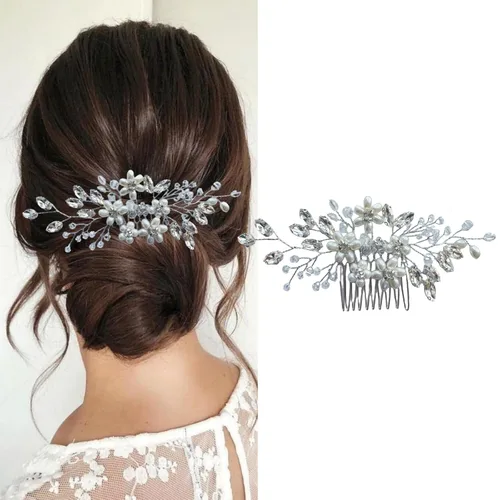 Miniatura 7 de Pinza para el pelo de boda hecha a mano con diamantes de imitación para novias, accesorios para el cabello de boda para novias y niñas de flores