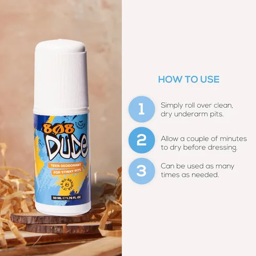 Miniatura 5 de Desodorante orgánico certificado 808Dude para niños adolescentes. Elimina los hoyos apestosos de los niños. Sin aluminio. Ingredientes nativos