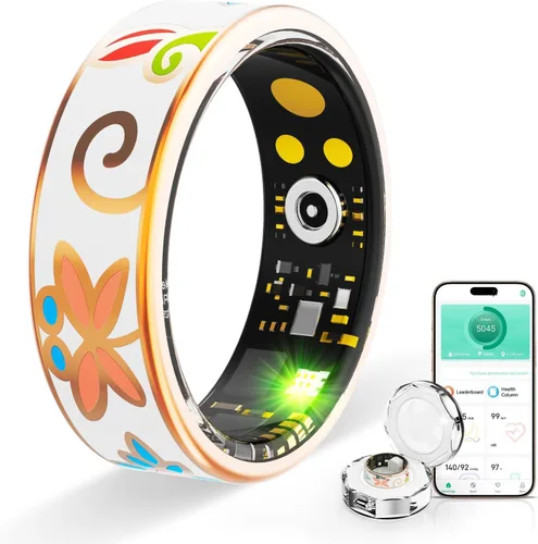 Anillo inteligente vintage para mujeres y hombres, rastreador de actividad física con monitor de frecuencia cardíaca, monitor de sueño, 8 modos