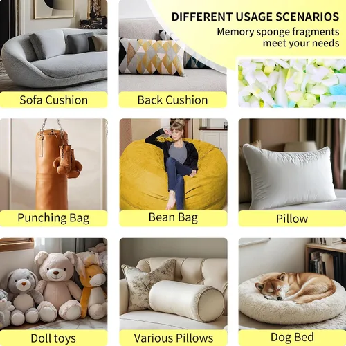 Miniatura 7 de Jecqbor Relleno de espuma viscoelástica triturada de 5 libras para silla puf, relleno premium para puf, relleno de espuma viscoelástica de alta