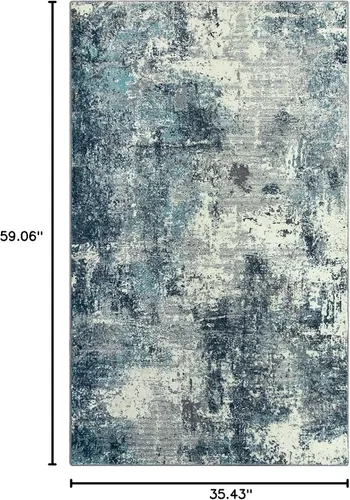Miniatura 2 de Lahome - Alfombra abstracta de 3 x 5 pies, alfombra lavable azul gris para entrada sin deslizamiento, alfombra moderna de pelo bajo y suave