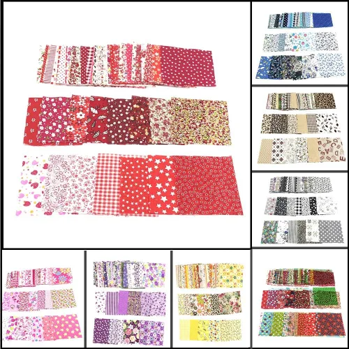 Miniatura 2 de 50 piezas de tela de algodón floral de 3.9 x 3.9 in, paquete de acolchado de costura, cuadrados, pelusas de retazos, bricolaje, álbum de recortes