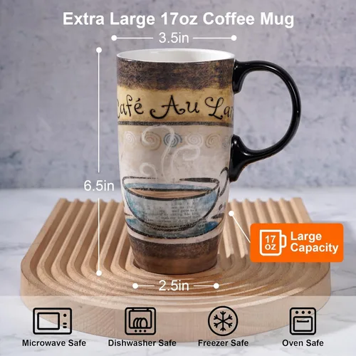 Miniatura 7 de A Ting taza alta de viaje de cerámica de 17 onzas Tapa sellada con caja de regalo, Cafe