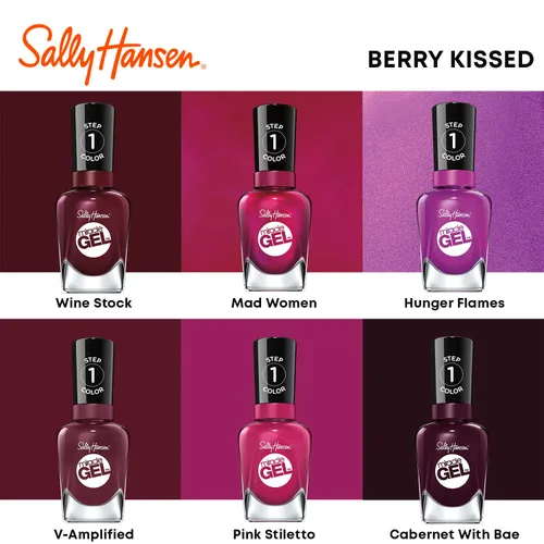 Miniatura 6 de Sally Hansen - Miracle Gel™, Bordeaux Glow y capa superior brillante, fórmula similar a gel, no necesita lámpara UV, dúo de esmalte de uñas