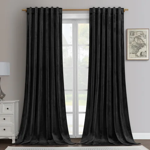 Miniatura 15 de HOMEIDEAS Cortinas opacas de terciopelo gris, 52 x 108 pulgadas, oscurecimiento de la habitación, aislamiento térmico, bolsillo con pestaña trasera