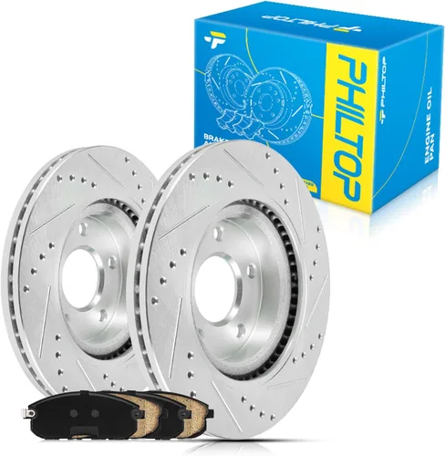 Miniatura 22 de PHILTOP Juego de rotores de freno de disco trasero y pastillas de freno de cerámica para Nissan 2002-2023 Altima, Nissan 2007-2019 Sentra, Nissan