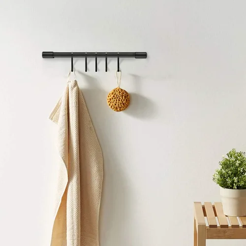 Miniatura 3 de MIAOHUI Riel de cocina con ganchos, ganchos para sartenes y ollas para montaje en pared de cocina, estante de utensilios de cocina con gancho en S