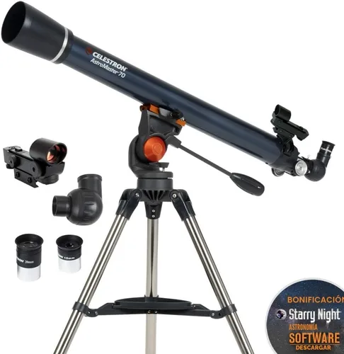 Miniatura 2 de Celestron – Telescopio AstroMaster 70AZ – Telescopio refractor – Óptica de vidrio totalmente recubierta – Trípode de altura ajustable – Paquete