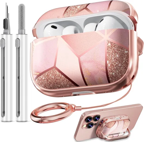 Miniatura 34 de Inesore Funda para AirPods Pro 3 2025 con cerradura, funda transparente floral para mujeres, compatible con Apple Airpods Pro de 3ª