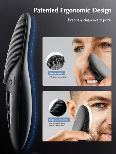 Miniatura 3 de COSLUS Cepillo de limpieza facial de silicona JMY05: Cepillo de lavado facial portátil impermeable recargable, 4 modos de limpieza, exfoliante