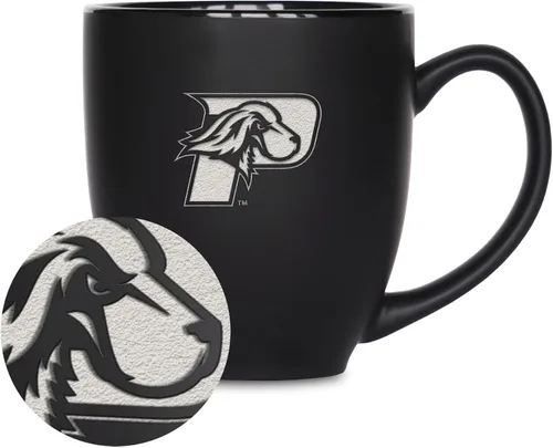 Miniatura 177 de Rico Industries - Taza de cerámica mate negra con grabado láser estándar de 15oz para NCAA (escuelas T & U) - Para bebidas calientes o frías