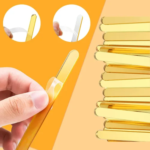 Miniatura 3 de Palitos acrílicos de 4.5 pulgadas, 50 palitos de helado de espejo reutilizables, palitos de hielo dorados para fiestas, festivales y bricolaje