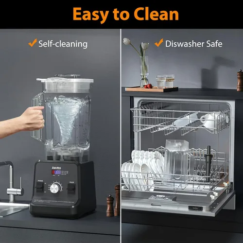 Miniatura 6 de Aeitto Licuadora para cocina, licuadora profesional de gran capacidad de 68 onzas, licuadora de batidos de 1500 vatios para triturar hielo, bebidas
