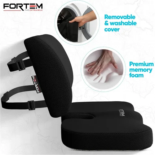 Miniatura 3 de FORTEM Cojín de asiento, Cojín para silla de oficina, Almohada de apoyo lumbar para silla de oficina, Espuma viscoelástica para alivio del dolor