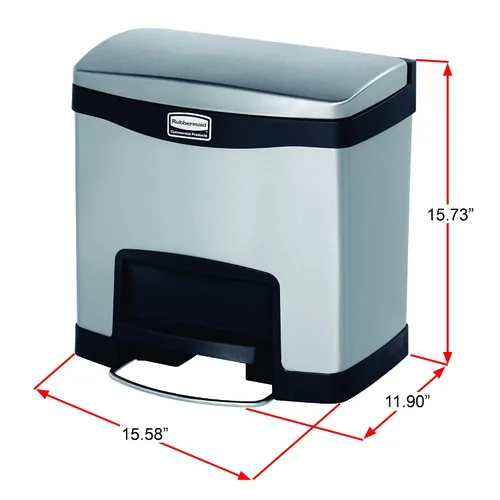 Miniatura 5 de Papelera acero inoxidable con pedal Rubbermaid Commercial Slim Jim, Negro (Black Trim), 1