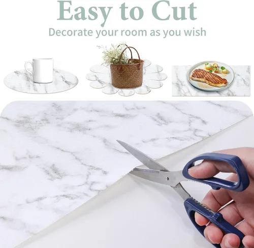 Miniatura 8 de Lámina para revestir estantes y cajones de cocina y baño, impermeable, antideslizante, sin adhesivo, fácil de limpiar, incluye cuchillo y cinta