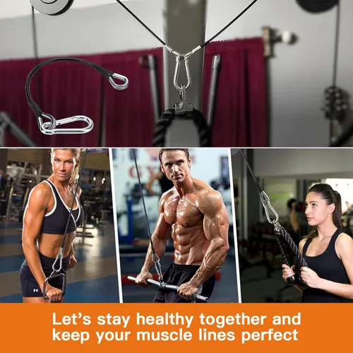 Miniatura 6 de 2 piezas de extensión de cable para gimnasio, accesorios de reemplazo para máquina de cable, accesorios de polea de cable para gimnasio - cuerda