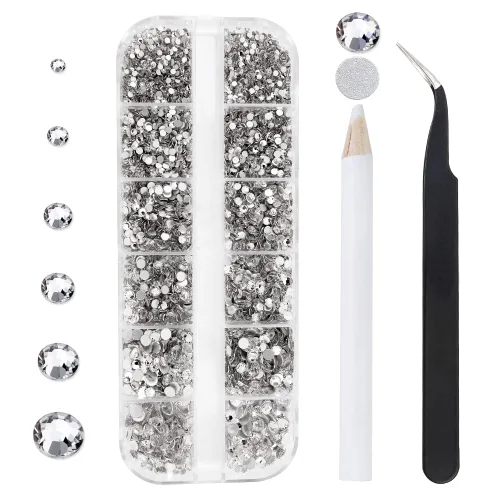 Miniatura 20 de 3792 diamantes de imitación con parte trasera plana para manualidades, piedras preciosas de cristal para uñas, diamantes de imitación brillantes