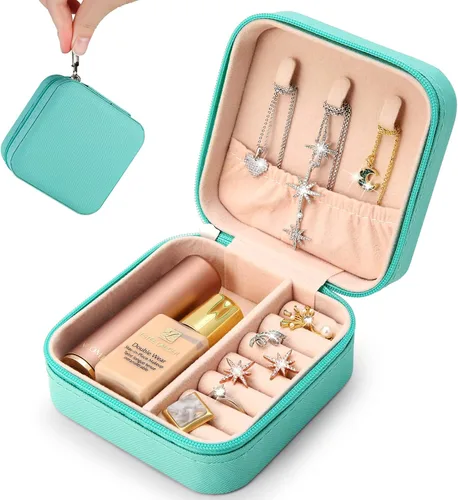 Aoney Estuche de joyería de viaje, organizador de joyas pequeño, cajas de joyería para mujer, organizador de collares, bonita caja de joyería,