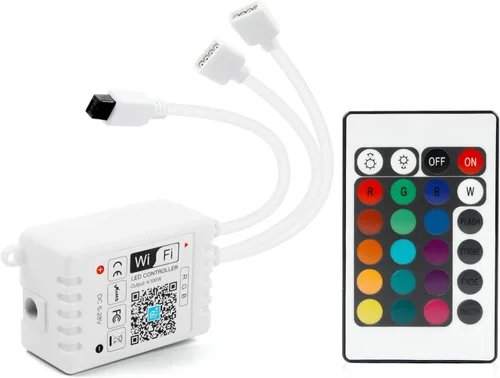 Miniatura 10 de RGBZONE Controlador LED RGB de 4 pines, controlador LED de bajo voltaje de 2 puertos, control remoto inalámbrico IR de 44 teclas, luces de tira LED