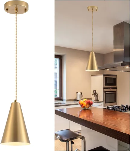 Miniatura 13 de Dijiahua Paquete de 3 lámparas colgantes negras para isla de cocina, pequeños candelabros industriales modernos con pantalla de metal cono, mini