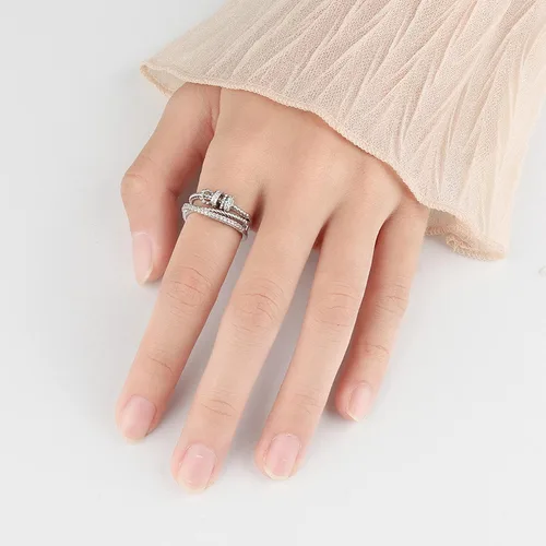 Miniatura 3 de LIU JUN Jansio Threanic Triple-Spin Ring, Magnetic Zircon Shaping Cross Full Moissanite Spinner Fidget Rings to My Daughter Open Anti Anxiety