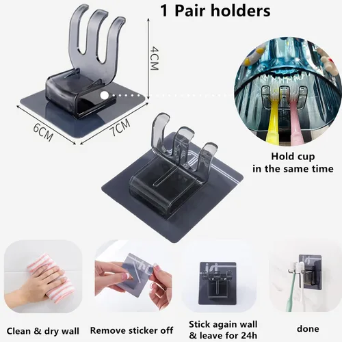 Miniatura 3 de Dispensador automático de pasta de dientes y soportes para pasta de dientes y taza montada en pared, juego de 3 piezas, montado en pared para baño