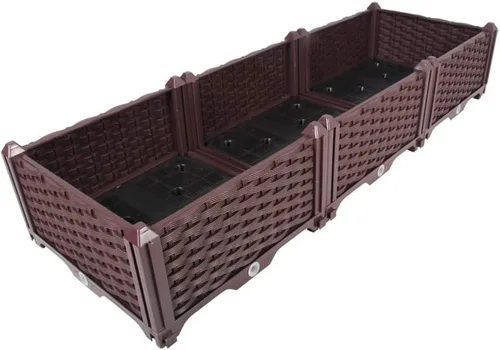 Miniatura 26 de BAOYOUNI - Juego de jardinera cuadrado para jardín elevado, maceta de plástico, caja de cultivo para verduras, hierbas, flores y plantas suculentas