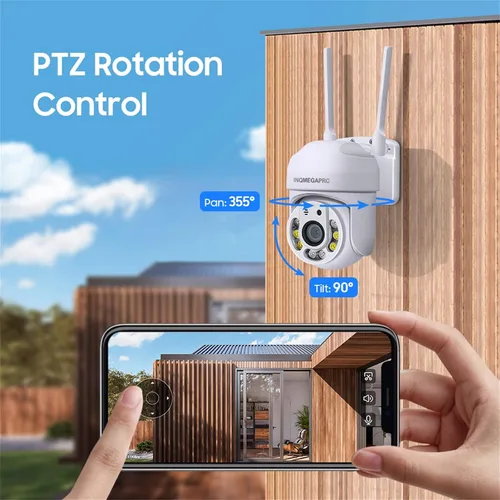 Miniatura 2 de PTZ - Cámara de seguridad para exteriores, sistema de seguridad PTZ 355° View 1080P, cámaras de seguridad WiFi de 2.4 GHZ para exteriores con visión