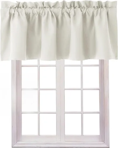 Miniatura 27 de Hiasan - Cortinas de cenefa negras con bolsillo para barra, cortinas opacas para ventanas de cocina, 52 x 18 pulgadas de largo, 1 panel Negro