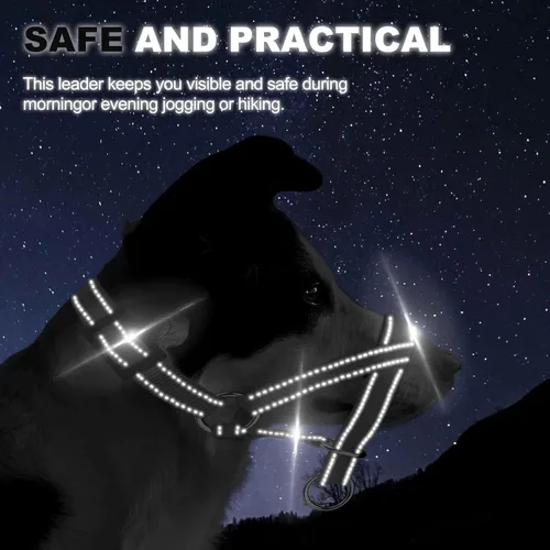 Miniatura 4 de Collar de cabeza de perro con tela reflectante, arnés ajustable para cabeza de perro para evitar tirones para perros pequeños, medianos y grandes
