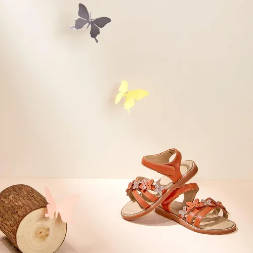 Miniatura 7 de Felix & Flora Sandalias para niña pequeña - Zapatos de vestir para niña de flores, puntera abierta, zapatos planos de verano para niños pequeños