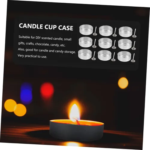 Miniatura 8 de EXCEART Juego de 100 velas de aluminio para decoración de velas, contenedor de caja de aperitivos, kits de adornos caseros, estuche de mecha