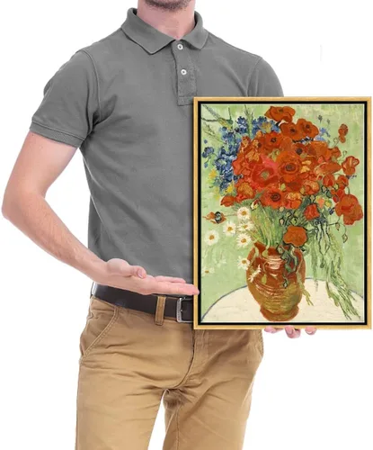 Miniatura 6 de Wieco Art - Arte enmarcado para pared de "Varios amapolas rojas y margaritas" por Vincent Van Gogh, reproducción de pinturas, lienzos abstractos