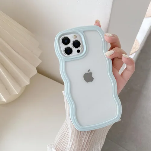 Miniatura 16 de QLTYPRI Funda compatible con iPhone 7/8/SE, bonita funda transparente con marco ondulado rizado para niñas y mujeres, funda protectora de TPU
