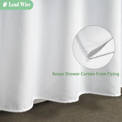 Miniatura 4 de UFRIDAY Cortina de ducha extralarga de 84 pulgadas con tejido de nido de abeja blanco y ventana con malla, cortina de baño decorativa resistente