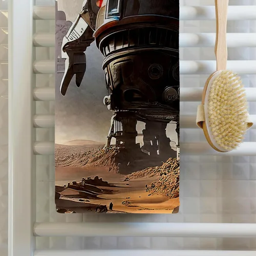 Miniatura 2 de 3dRose Giant Industrial Robot in Mars Desert on a Sunny Day Digital Art 22x30 Bath Hand Pool Towel