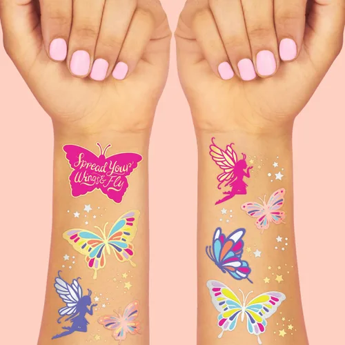 xo, Fetti Tatuajes de mariposa - 34 estilos de aluminio | Suministros para fiesta de cumpleaños, recuerdos de fiesta de mariposas, decoración de