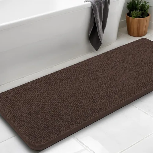 Miniatura 26 de Alfombras de baño en forma de U, alfombras de baño de felpilla súper absorbentes y respaldo antideslizante de PVC fuerte para inodoros, lavables a